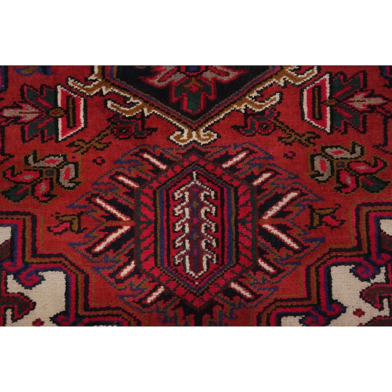 Hand Knotted Oriental 100% Wool Carpet Traditional Medallion Red Heriz Area Rug - 9' 7'' X 6' 9''