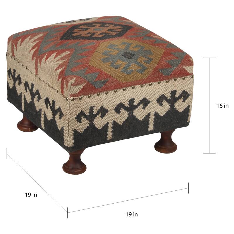 Handmade Indo Upholstered Footstool