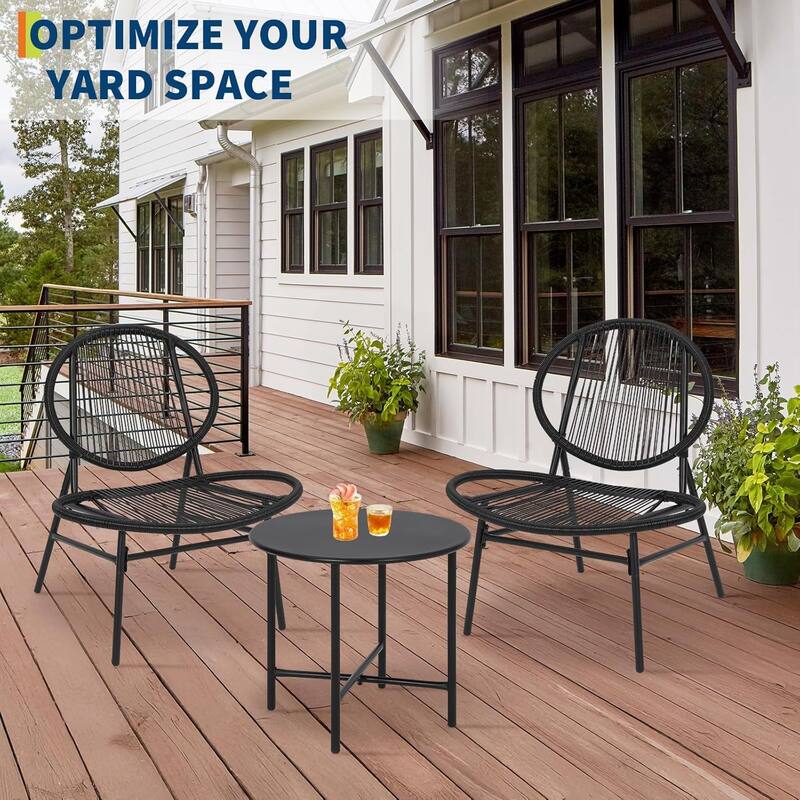 3-Piece Outdoor Seating Acapulco Chair All Weather Small Patio Bistro Chairs and Side Table