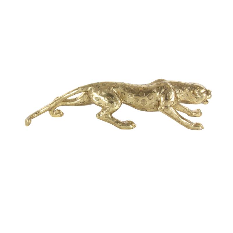 Stylish Polystone Leopard Sculpture - Silver or Gold