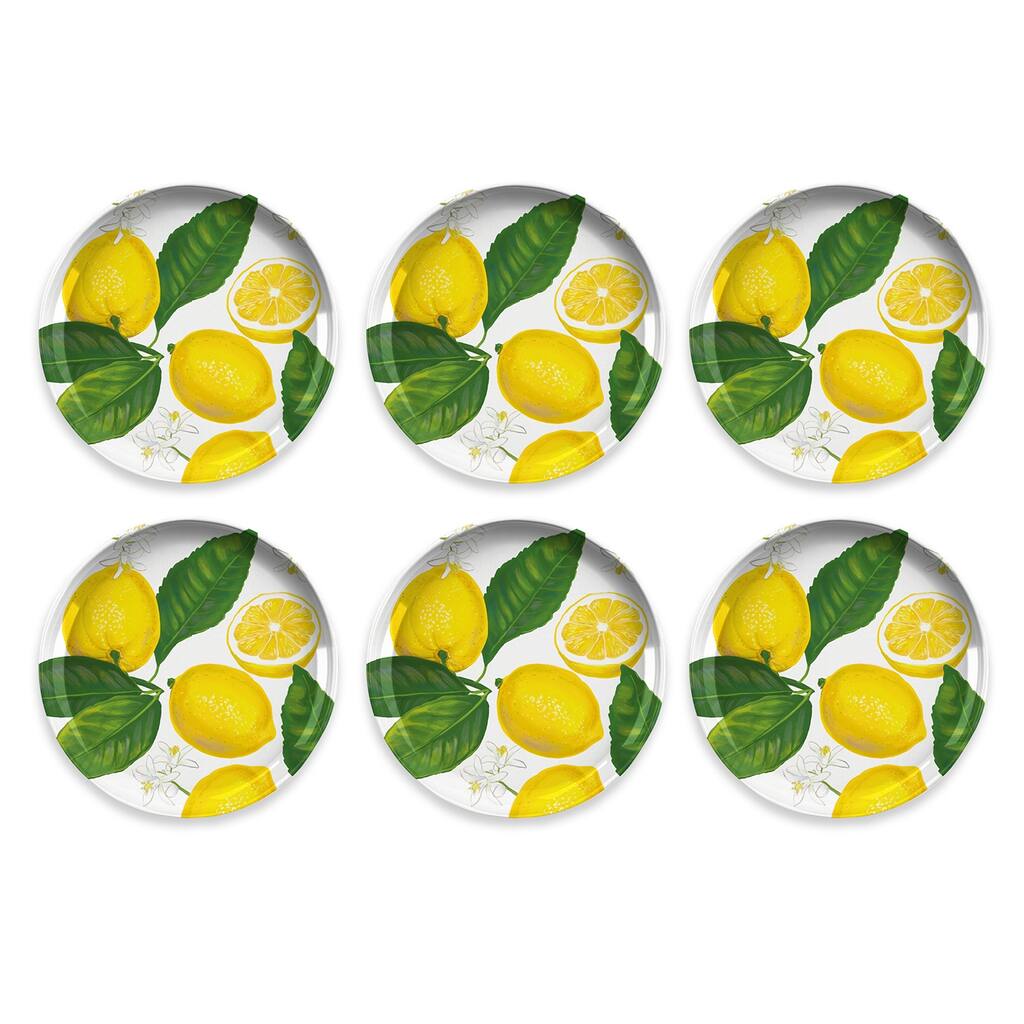 Abode Homewares by TarHong Lemon Fresh Salad Plate, 8.5" x 0.7 " , Set of 6