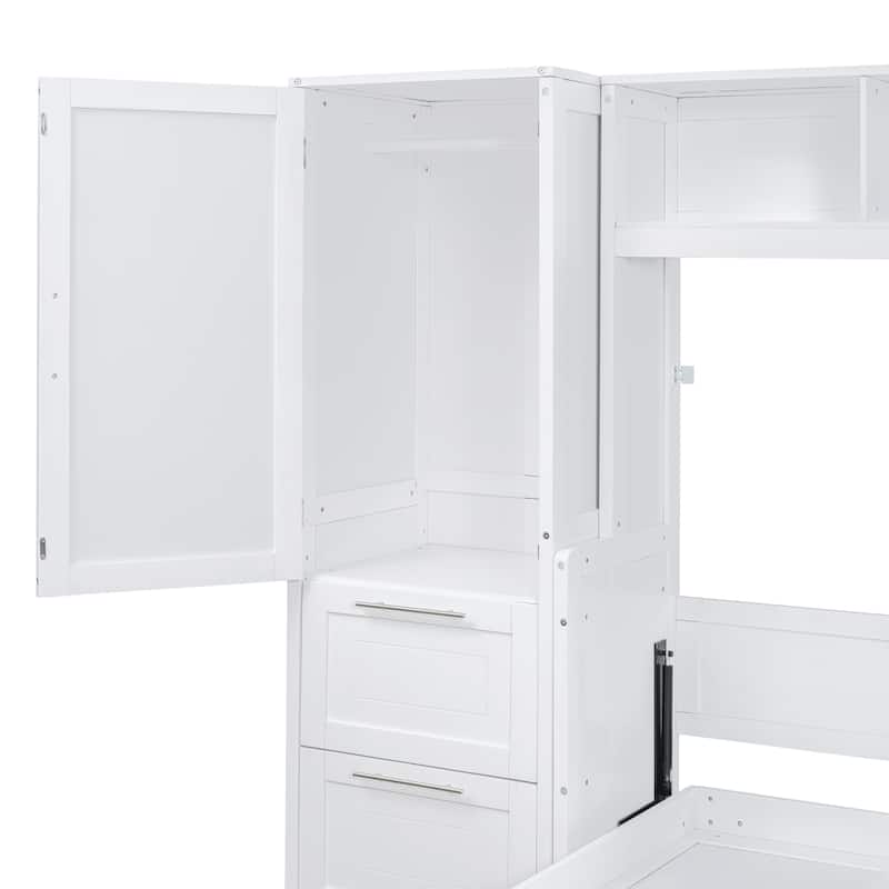 Full/Queen Smart Murphy Bed with Wardrobe & Storage, Space-Saving System