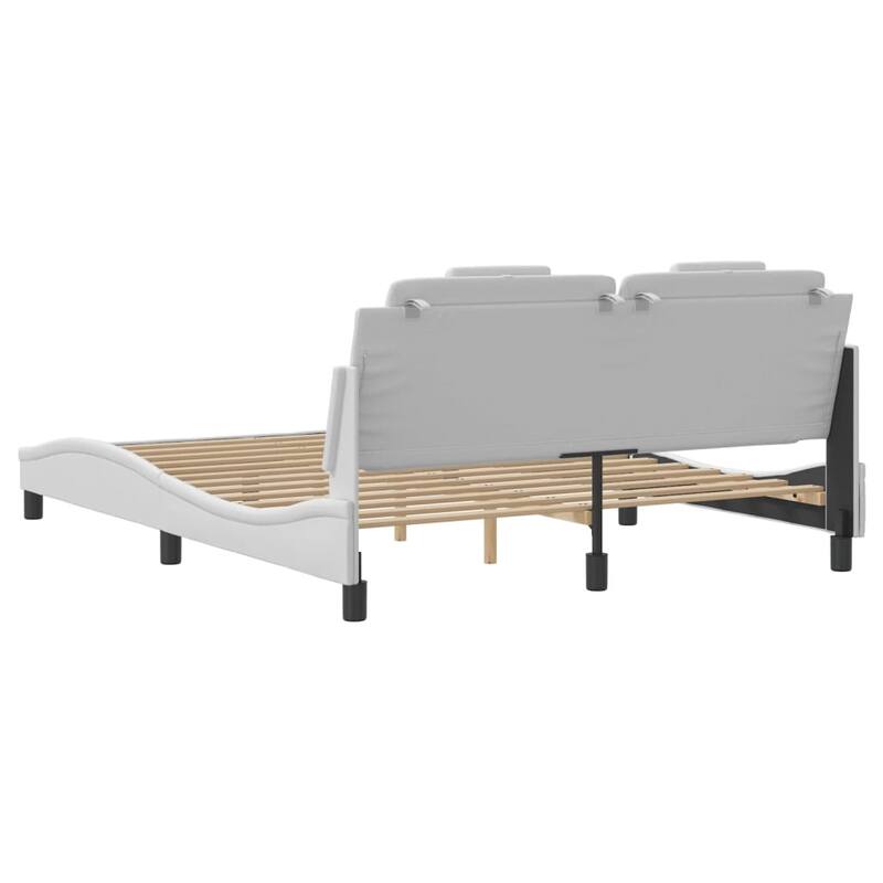 vidaXL Bed Frame with LED Lights Mattress Foundation Furniture Faux Leather