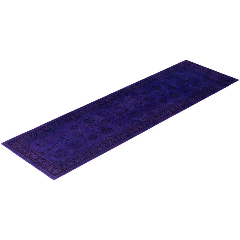 Overdyed One-of-a-Kind Hand-Knotted Area Rug - Purple - 3' 1" x 10' 7"