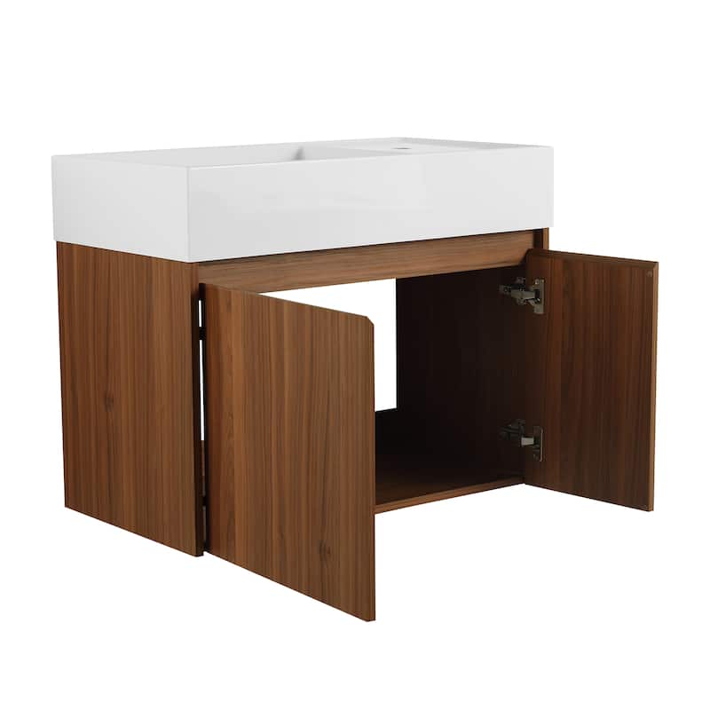 30 Inch Bathroom Cabinet With Sink,Soft Close Doors,Float Mounting Design, For Small Bathroom
