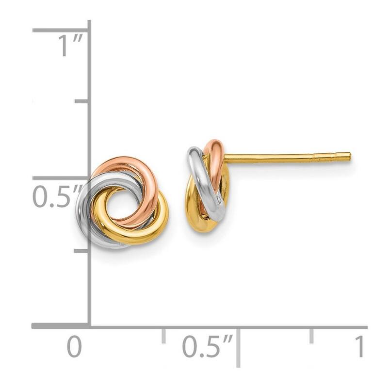 Curata 10k Tri Color Gold8mm Twisted Love Knot Post Earrings
