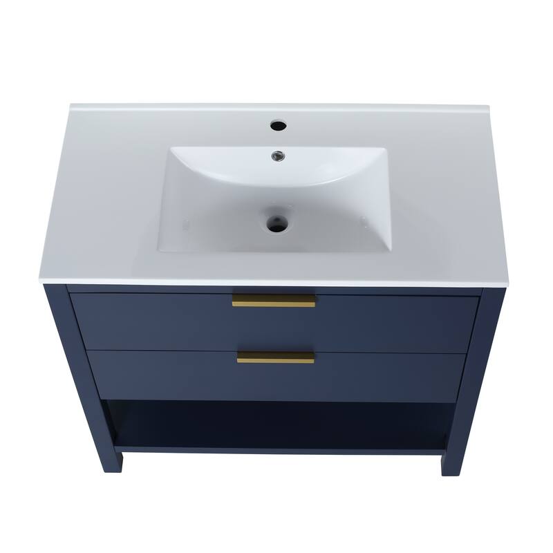 GDFStudio - Everett Modern Freestanding Bathroom Vanity with Dual Soft-Close Drawers