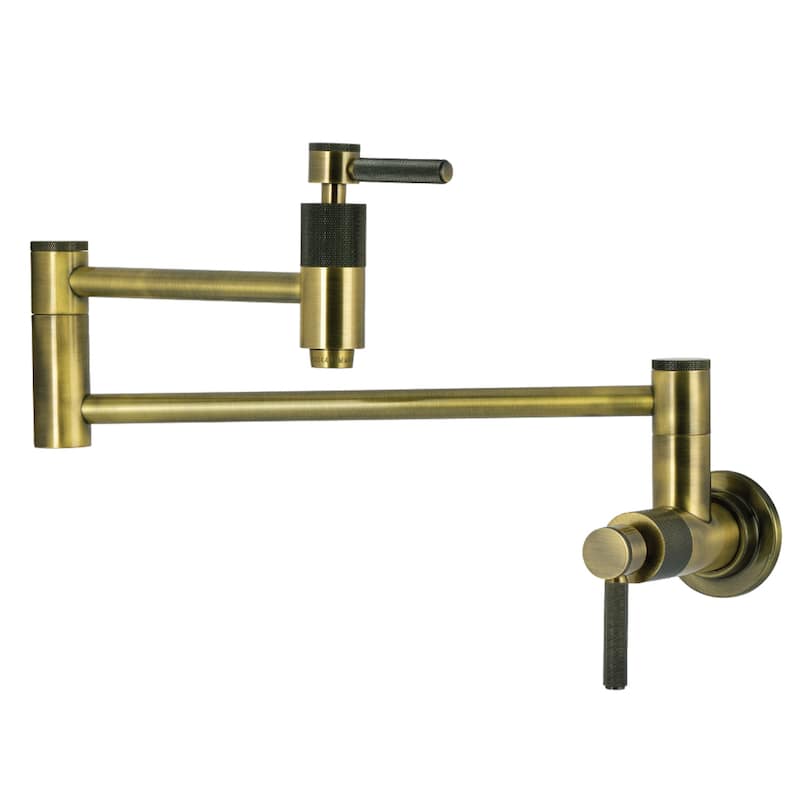 Kingston Brass Essex Double-Handle Wall-Mount Pre-Rinse Bridge Kitchen Faucet - Antique Brass