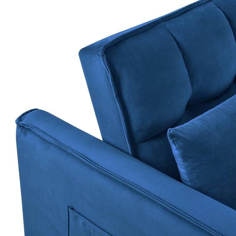3-in-1 Velvet Convertible Sofa Bed, Adjustable Backrest with Pockets