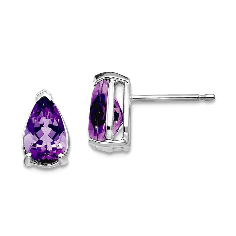 Curata 14k Yellow or White Gold 8x5mm Pear Gemstone Stud Earrings
