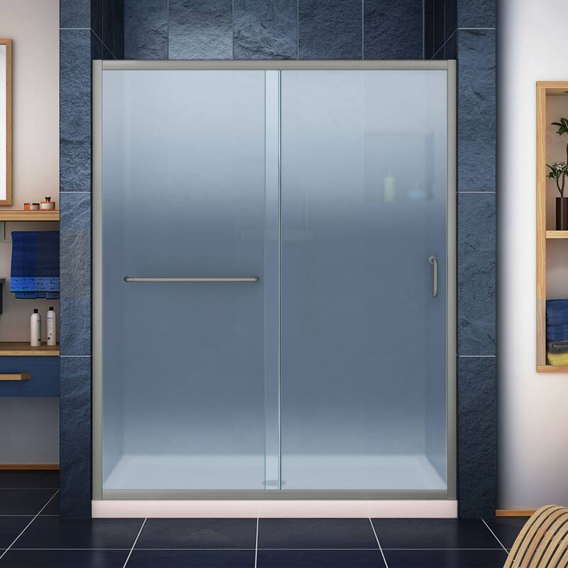 DreamLine Infinity-Z 32 in. D x 54 in. W x 74 3/4 in. H Sliding Shower Door and Shower Base Kit - 32" x 54"