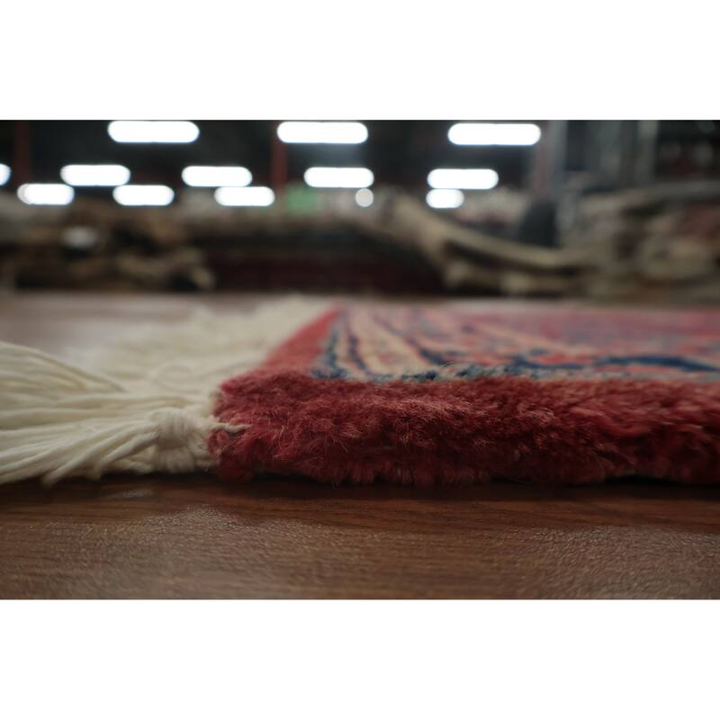 Hand Knotted Oriental 100% Wool Carpet Traditional All-Over Red Sarouk Runner Rug - 7' 6'' X 2' 8''
