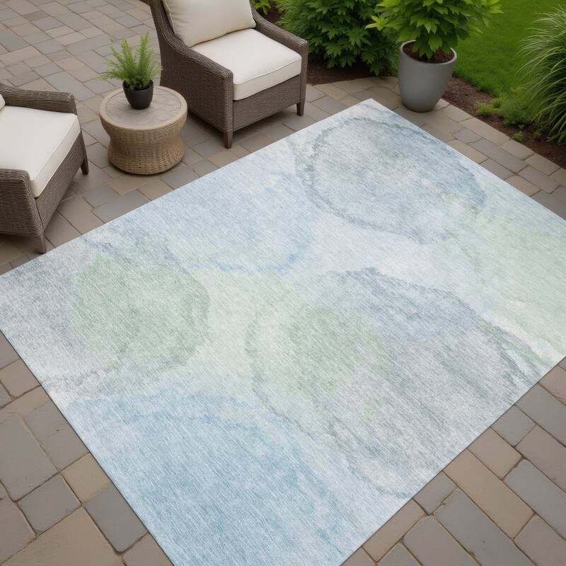 Machine Washable Indoor/ Outdoor Abstract Muted Chantille Rug