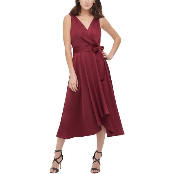 knee length dresses for ladies Belted Pleated Midi Dress | Fit and Flare