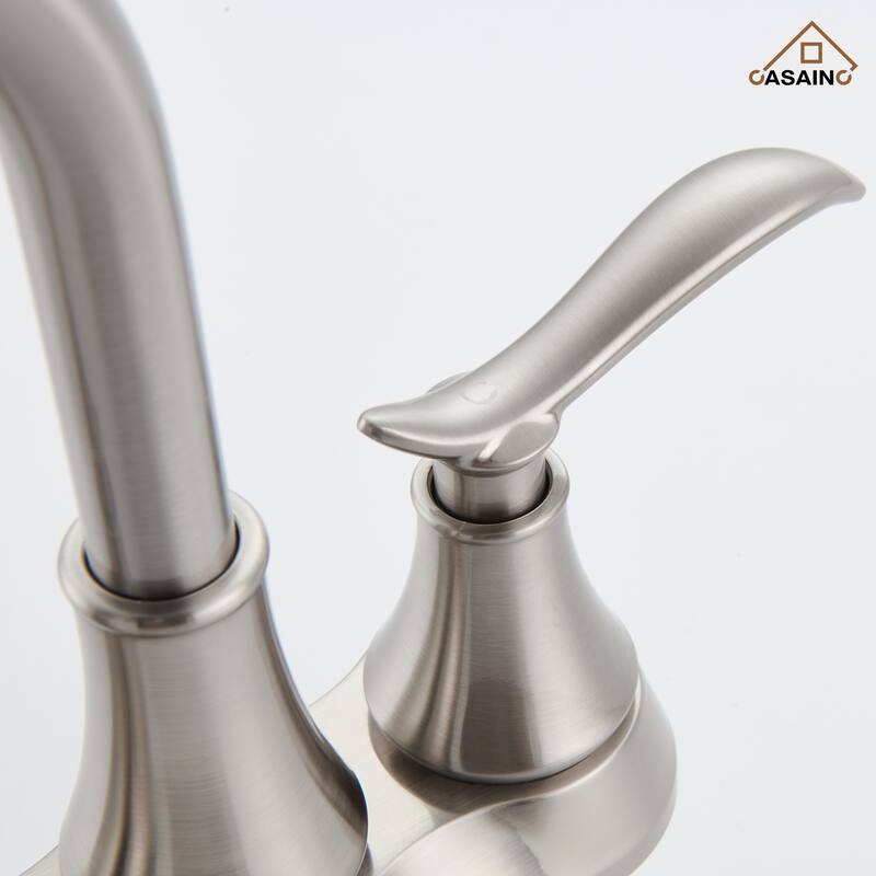 4 in. Centerset Double Handle Bathroom Faucet with Drain Kit Included