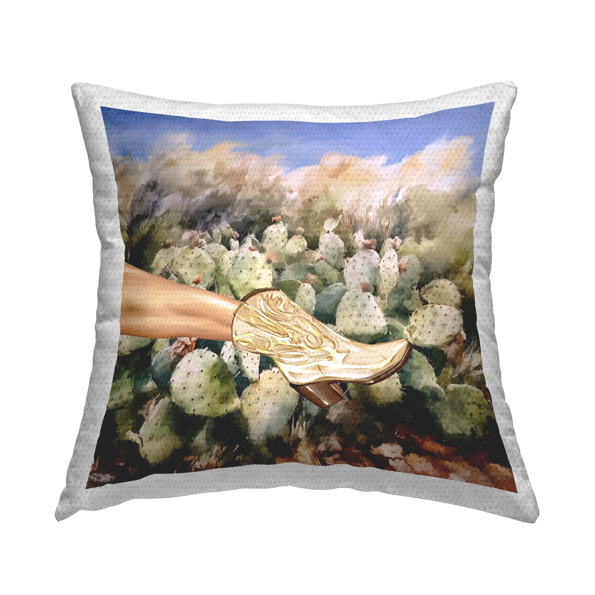 Stupell Cowgirl & Cactus Plants Printed Outdoor Throw Pillow Design by Ziwei Li
