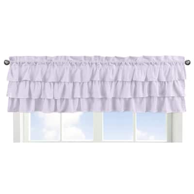 Lavender Purple Window Curtain Valance - Solid Color for Boho Shabby Chic Rose Watercolor Floral Collection Tiered Ruffled