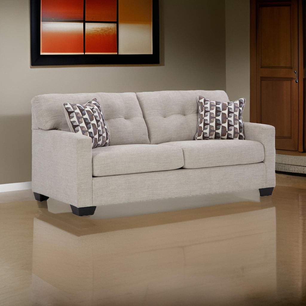 Joey 75 Inch Full Size Sofa Sleeper, Integrated Mattress, Gray Polyester