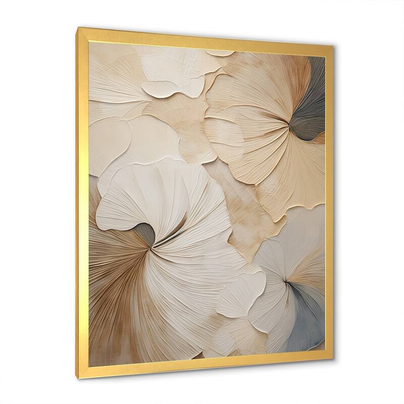 Designart "Beige Minimalism Elegance In Bloom " Flowers Framed Canvas Prints