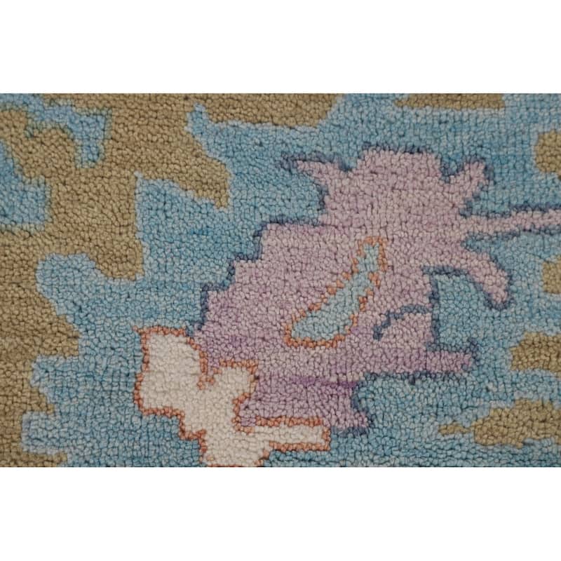 Light Blue Oushak Oriental Large Area Rug Handmade Wool Carpet - 12'0"x 14'11"