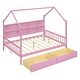 preview thumbnail 25 of 37, Modern Wooden House Bed Frame, Storage Shelves & Roof