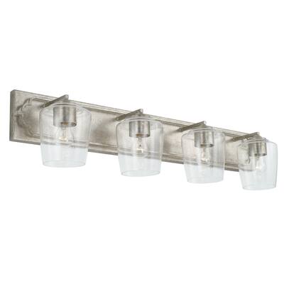 Merrick 4-light 34-inch Bath/ Vanity Fixture w/ Clear Seeded Glass