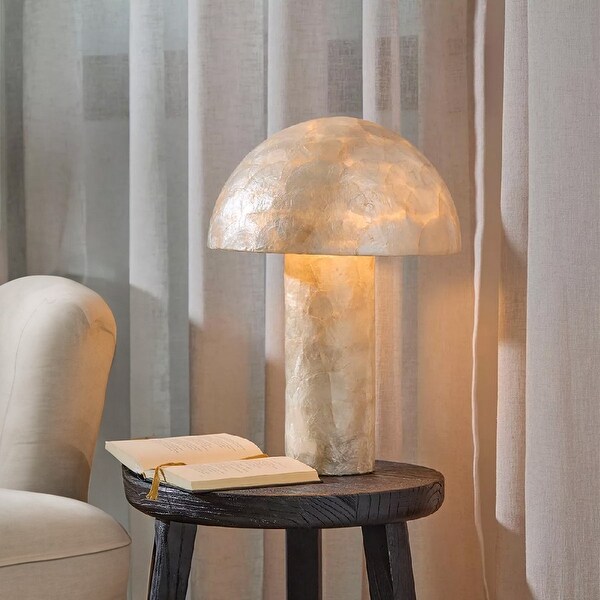 Nautical Capiz Shell Mushroom Table Lamp - Seaside Ocean Beach