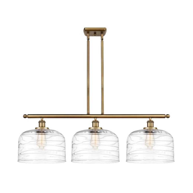 Innovations Lighting 916-3I-11-36-L Bell Linear Bell 3 Light 36" Wide - Brushed Brass / Clear Deco Swirl