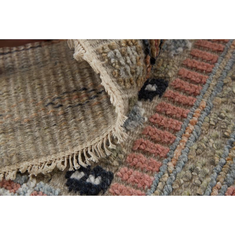 Grand Bazaar Eckhart Hand Knotted Stripes Transitional Area Rug