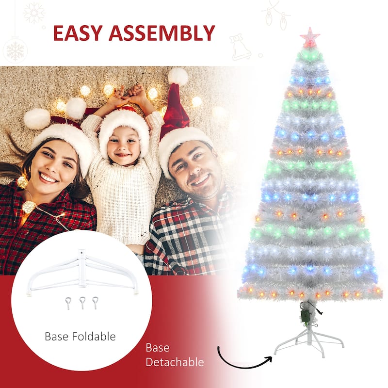 HOMCOM 6 ft. Prelit Artificial Christmas Tree with Stand, Colored Christmas Tree