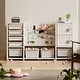 preview thumbnail 1 of 7, Kids Toy Storage Organizer 8 storage cabinet Removable Toy Bins, 4-Tier Book organizers Storage and 2 cabinet storage Grey+Ivory