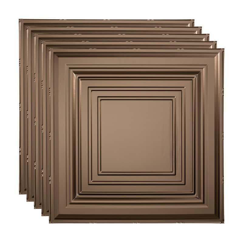 FASÄDE Traditional Style 3 Decorative Vinyl 2ft x 2ft Lay in Ceiling Panel in Argent Bronze (5 Pack) - 5 Pack