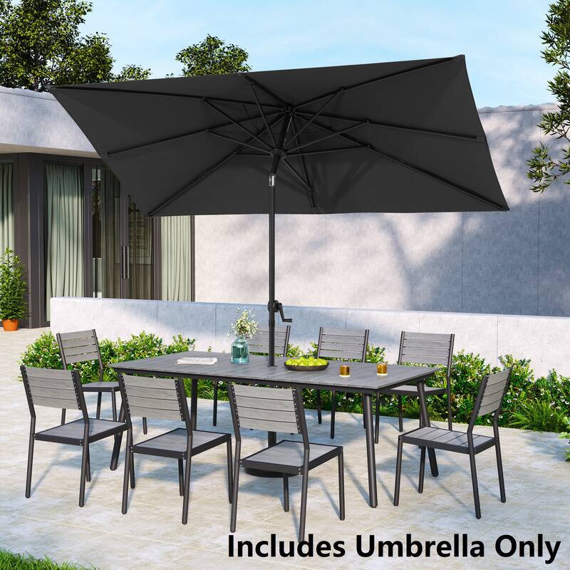 Pellebant Outdoor 9 x 5 FT Patio Market Umbrella Rectangular - Black-NoBase