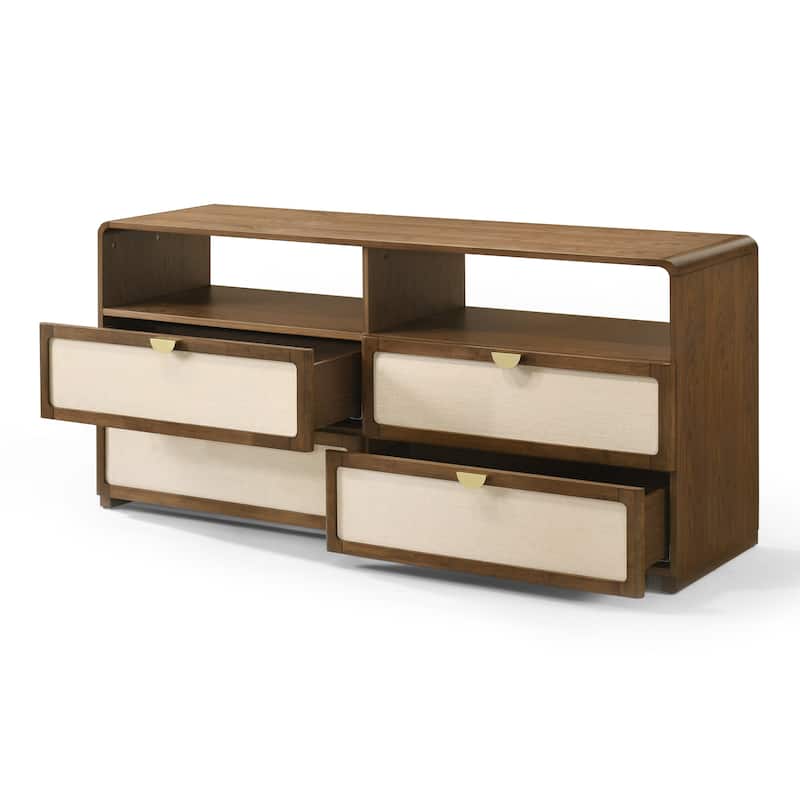 Modrest Emilio Modern Natural Burlap & Walnut Dresser