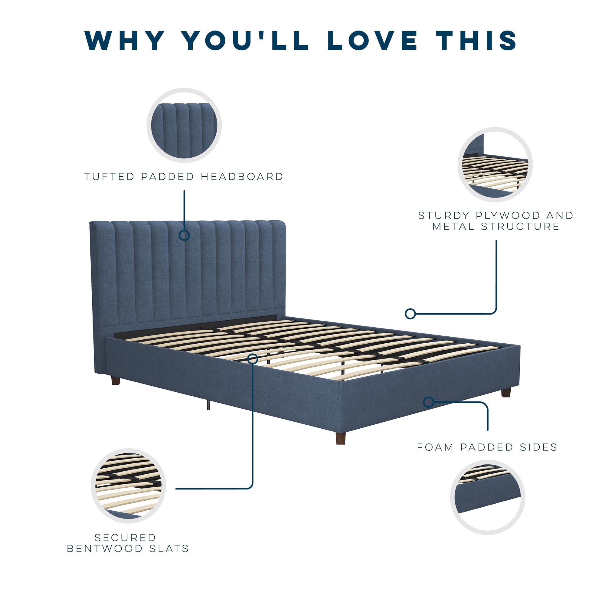 The Novogratz Brittany Tufted Upholstered Bed Frame Bed Bath Beyond 21210387