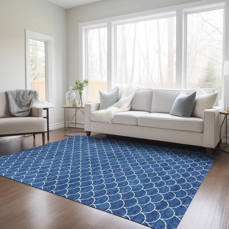 Machine Washable Indoor/ Outdoor Chantille Modern Geo Rug