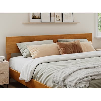 Solid Wood King Panel Headboard in Light Toffee with Modern Low Profile and Durable Finish