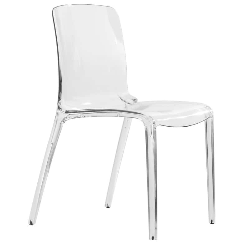 Stackable Acrylic Dining Chair Modern Full Back Transparent Accent Side Chair - Height 32.25", Width 20.5", Depth 21". - Clear