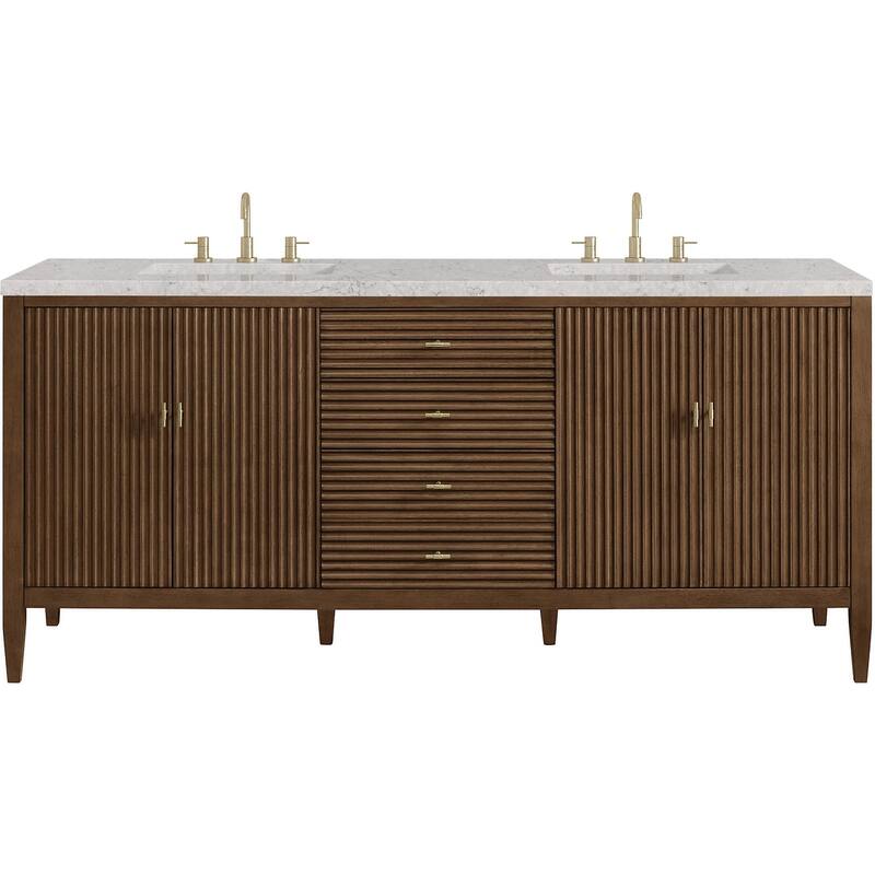 James Martin Vanities 485-V72-FEJP Myrrin 72" Free Standing Double - Mid-Century Walnut - Walnut Finish