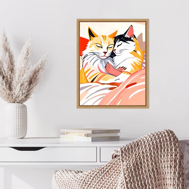 Sleepover Cats by Uma Gokhale Framed Canvas Wall Art