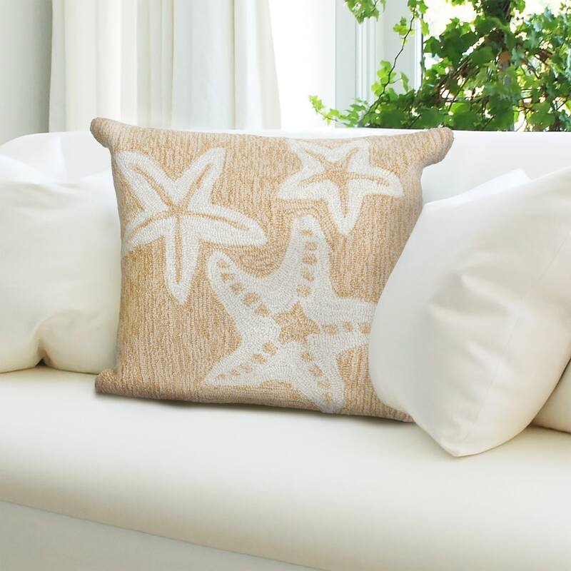 Liora Manne Frontporch Starfish Indoor/Outdoor Pillow Neutral 18" Square