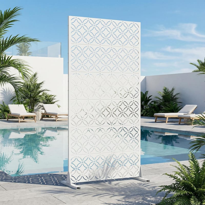 Palace Metal Privacy Screen Panel Free Standing - White - 72"x35"