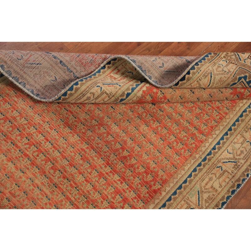 Hand Knotted Oriental 100% Wool Carpet Traditional All-Over Oranges & Rust Botemir Runner Rug - 10' 2'' X 3' 7''