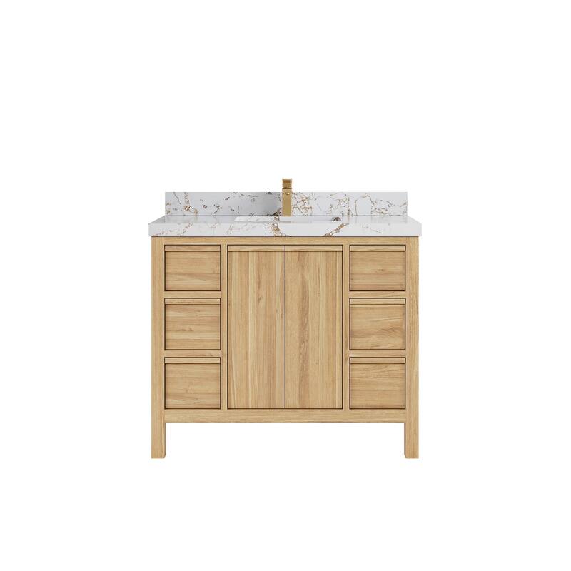 Willow Collections 42 in. W x 22 in. D Elizabeth Solid Teak Single Sink Bathroom Vanity with Countertop
