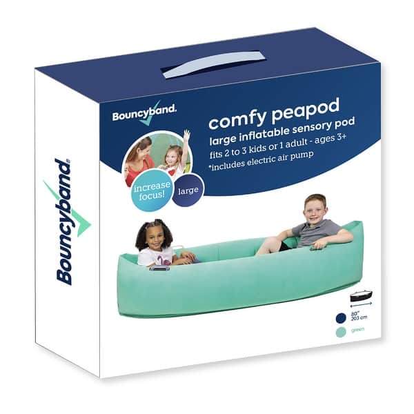 slide 2 of 3, Bouncyband Comfy Peapod, Inflatable Sensory Pod , 80", Green