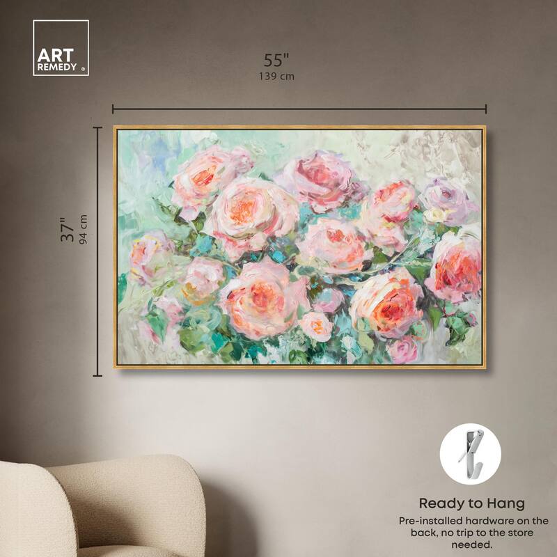 Cabbage Rose Charm Canvas by Art Remedy