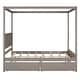 preview thumbnail 26 of 25, Full Size Wood Canopy Bed with 2 Drawers - Modern Design for Stylish Bedrooms, Brushed White/Brown/Grey