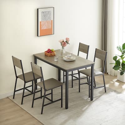 Dining Set for 5 Kitchen Table with 4 Upholstered Chairs,47.2'' L x 27.6'' W x 29.7'' H.