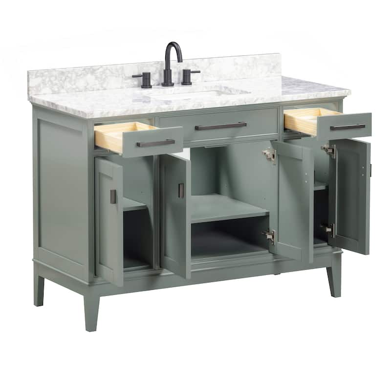 Madison 48 in. Single Sink Bathroom Vanity with Carrara Marble Top - 49"W x 22"D