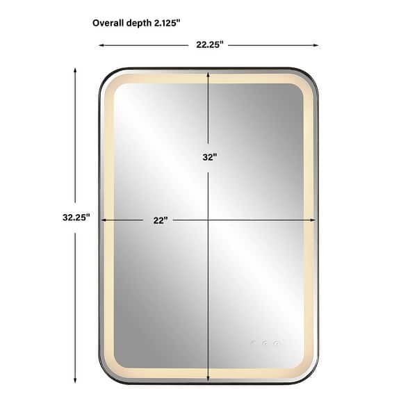 LED Lighted Rectangular Vanity Mirror - 32.25" - Black